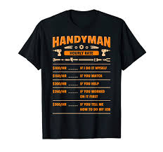 handyman hourly rate labor price chart funny gift t shirt