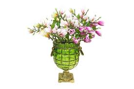 185cm artificial magnolia flower branch silk azaleas flower foaming branches for home wedding decoration fake flower floral. Dick Smith Green Glass Flower Vase With 6 Bunch 4 Heads Artificial Fake Silk Magnolia Denudata Home Decor Set Home Garden Home Decor Vases