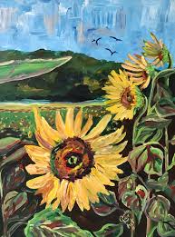 Download Sunflower Falling In Love With The Wind 30x40x1 5 Acrylic On Canvas Caroline Karp Artist