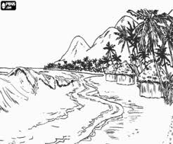 Paisaje De Costa Para Colorear