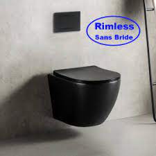 En céramique haut de gamme bicolore blanc brillant/noir brillant. Wc Ceramique Ovale Noir Brillant Cort Cuvette Wc Suspendu Rue Du Bain
