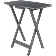 This set includes foldable tv trays and one storage stand. Winsome Dorian 5 Piece Oversized Solid Wood Snack Table Set In Oyster Gray 16517