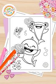 Free printable baby shark coloring pages. The Most Adorable Baby Shark Valentine Coloring Pages