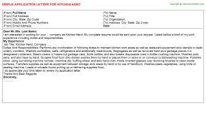 Wow your future employer with this simple cover letter example format. Kitchen Hand Application Letter
