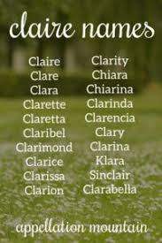 Clara Clarity And Clarion Claire Names Appellation Mountain Claire Name Female Character Names Pretty Names