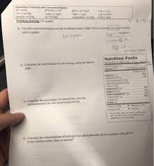 Most food labels will list how many grams how do i transform burned calories into grams of carbs? Equations Constants And Conversion Factors M Mol L Chegg Com