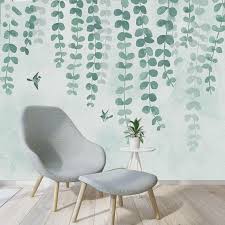 Hanging Olive Green Leaves Wallpaper Wall Mural Green Vine Branch Watercolor Wallpaper Wall Murals Simple Wallpaper For Bedroom Living Room Wandbild Wand Wandtapete Wandgemalde Ideen
