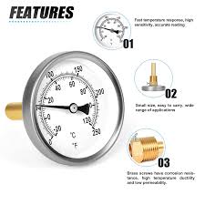 MEANLIN MEASURE 1/2" NPT Bimetal Thermometer,Lead-Free Brass ...