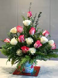 Check spelling or type a new query. The Pattern Of This Arrangement Is The Pink And White Roses And They Give Off A Really Pretty Church Flower Arrangements Floral Arrangements Beautiful Flowers