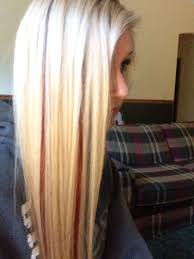 My Hair Blonde Hair With Red Peekaboos Platinum Blonde Hair Hair Blonde Hair