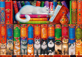 Cats, dogs, horses, elephants, tigers, foxes, ducks, monkeys, sheep, rabbits. Contemporary Puzzles Cat On Bookshelf Design Puzzle 1000 Pieces For Adult Kids Jigsaw Puzzles Gift Labaguettepattaya Com