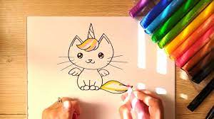 Heather the unicorn cat plush from beanie boos drawing. How To Draw A Cute Unicorn Cat Easy Drawing For Kids Coloring With Markers Youtube Easy Drawings Drawing For Kids Easy Drawings For Kids