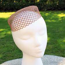 Vintage Jackie O Pillbox Net Hat Form Retro Beige Taupe Hat Etsy Vintage Millinery Flowers Veils Bridal Diy Millinery