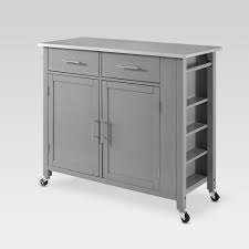 Two utility hooks in a. Full Savannah Stainless Steel Top Kitchen Island Cart Gray Crosley Target