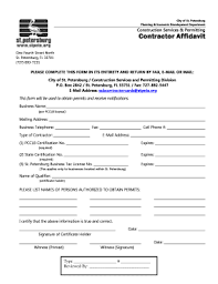 You are leaving the city of st. Fillable Online Stpete Contractor Affidavit City Of St Petersburg Stpete Fax Email Print Pdffiller