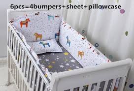 Promotion 6pcs 100 Cotton Baby Bedding Set Super Soft Infant Cot Sheets Baby Cot Sets Bumpers Sheet Pillow Cov Baby Bedding Sets Cotton Baby Bedding Baby Bed