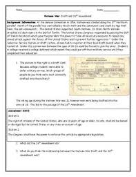 Vietnam War Draft Card And 26th Amendment Worksheet With Answer Key Vietnam War Veterans Vietnam War Vietnam War Photos