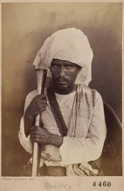 Circa early 1860's. India, Delhi. 'Rajpoots.' 'The group photograph shows a party of Chohan soldiers armed in the native manner. The figure on the right has a broad shield at his back,