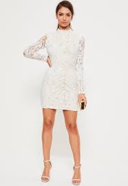Missguided White Lace High Neck Bodycon Dress Bodycon Cocktail Dress Cocktail Dress Lace Womens Dresses