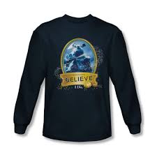 Polar Express Shirt True Believer Long Sleeve Navy Blue Tee T Shirt Sweatshirts Navy Blue Tee Shirts