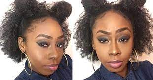 Natural Hair Half Up Half Down Buns Two Top Knot Bun Style Natural Hair Styles Half Up Hair Half Up Half Down Hair Prom