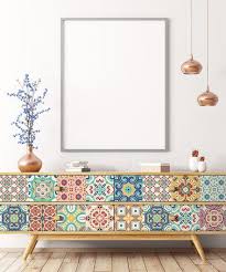 look what i found on zulily orange blue geometric georgina tile furniture decal set of 24 zulilyfinds ambiance sticker stickers design sticker meuble