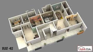 2 Bhk 3d Floor Plan Floor Plan Design Floor Plans House Design