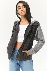 Hooded Combo Denim Jacket Jackets Forever Fashion Jackets For Women