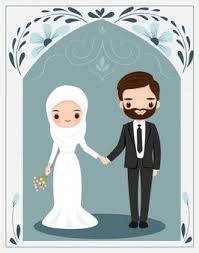 Cute Couple For Wedding Invitations Card Premium Vector In 2020 Cute Muslim Couples Bride And Groom Cartoon Islamic Cartoon