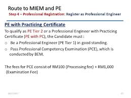 Engineering, or closely related professions, or that register or license professional engineers in other states, and may establish relations with those (3) the name, address, and license or certificate number of the professional engineer, and the name and address of the client. My Journey To Miem And Pe By Ir Dr Rosemizi Bin Abd Rahim Ppk Komputer Perhubungan 18 July Ppt Download