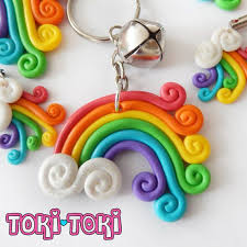 Rainbow Keychain Kawaii Polymer Clay Keychain Cute Kawaii Keychain Rainbow Jewelry Polymer Clay Rainbow Clay Keychain Polymer Clay Crafts Rainbow Keychain