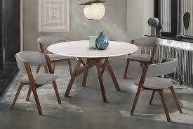 Venus 54 Round Mid Century Modern White Marble Dining Table With Walnut Wood Legs Walmart Com In 2020 Dining Table Marble Marble Dining Round Dining Set