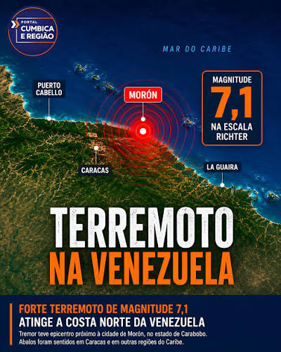 Agora - Forte terremoto de magnitude 7,1 atinge a Venezuela e provoca  momentos de pânico Um forte terremoto de magnitude 7,1 atingiu a região  norte da Venezuela na tarde desta quarta-feira (24).