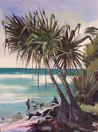 Pandanas Noosa National Park Water Art Tropical Painting Tropical Art