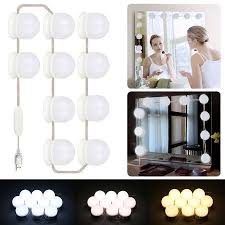 The hollywood makeup vanity mirror doesn't hurt your eyes, the lights are illuminating as it can be dim light color tone and adjusted brightness this tulloch hardwired led lighted bathroom mirror is the most versatile and aesthetically pleasing for your space. Tsv 10 Led Vanity Mirror Lights Kit Hollywood Style Dimmable Led Light Bulbs Makeup Lights For Vanity Table Set And Bathroom Mirror Walmart Com Mirror With Lights Diy Vanity Mirror