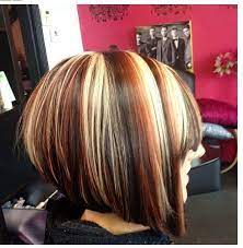Red Blonde Black Bob Red Blonde Hair Hair Color Highlights Short Hair Color