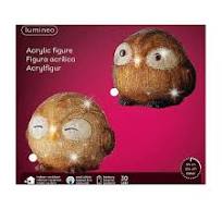 Little owl with open eyes 30 LED cold acrylic battery-operated light 20 cm  in diameter