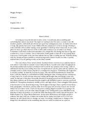 Literacy narrative outline overarching summary: Outline For Literacy Narrative Docx Outline For Literacy Narrative U201cthe Progress Of Learning English From Primary To High School U201d Primary School Course Hero