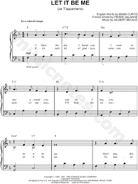 Sheet music for let it be by the beatles, arranged for brass quintet. The Everly Brothers Let It Be Me Sheet Music Easy Piano In F Major Transposable Download Print Sku Mn0075995