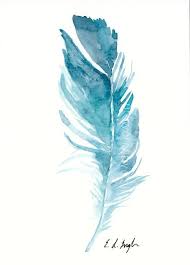 Original Watercolor Feather Painting 5x7 Blue Teal Bird Etsy Watercolor Feather Feather Painting Feather Art
