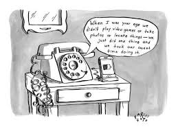 A Rotary Telephone Addresses A Smartphone When I Was Your Age We Didn T P New Yorker Cartoon Premium Giclee Print Farley Katz Allposters Com In 2020 New Yorker Cartoons