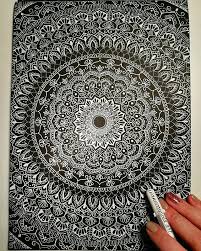 Hello Lovelies I Hope You Have A Ridiculously Amazing Day Sakura Gelly Pen On Black Canson Paper Mandala Design Art Mandala Black Paper Drawing