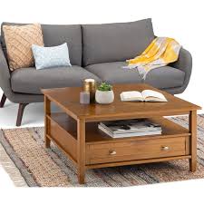 Simpli Home Warm Shaker Solid Wood Square Coffee Table In Light Golden Brown Axcrwsh02 Lgb Up top, the engineered wood.