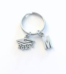 2020 Mortarboard Keychain Graduation Keychain With Initial Etsy Graduation Keychain Keychain Keychain Gift