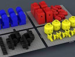 Print 4 Minifig S Parts In One Go Color Sorted No Need For Supports You May Want Them On The Heads Bec 3d Printing Toys 3d Printing Diy 3d Printing Projects