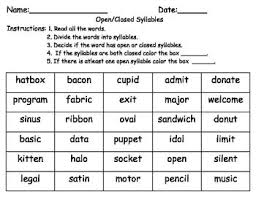 Syllables Open And Closed Practice Pack Open Syllables Anchor Chart Syllables Anchor Charts Syllable