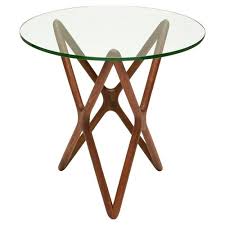 We love the light wooden scheme with round glass top. Centauri Mid Century Glass Top Wood Mid Century Base Side Table Standard 14 24 W Kathy Kuo Home