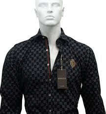 Black Color New Gucci Long Sleeve Cotton Dress Shirt For Men S Size M L Xl Long Sleeve Cotton Dress Mens Shirts Cotton Dresses
