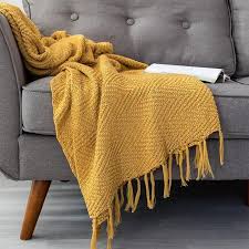 Get white sofa throws and beige sofa throws at macy's. Mustard Yellow Blanket Sofa Knit Throw Blanket Tassels In 2021 Mustard Throw Blanket Yellow Throw Blanket Yellow Blankets