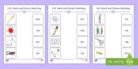 On beginning level worksheets, students are asked to match terms to the given pictures. Cvc Worksheets Word And Picture Matching Activity